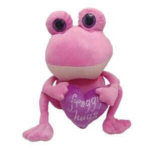 Animal Adventure Froggy Hugs Frog Plush Stuffed Animal 8" Pink Purple Heart